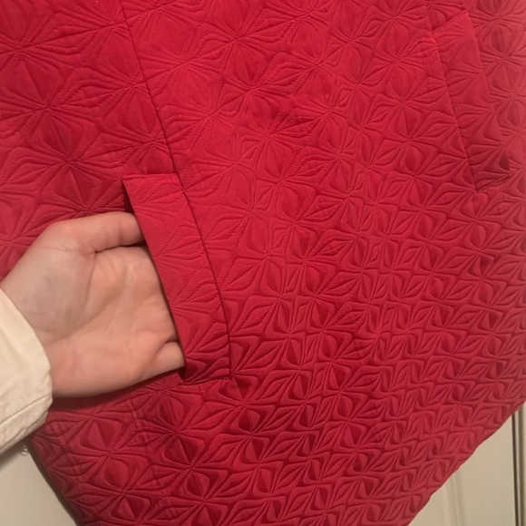 Sandra Darren size 16 Pink dress w pockets & beaded neckline geometric pattern - Picture 5 of 9